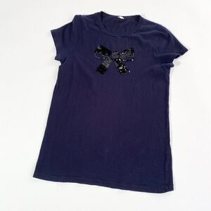 J.Crew navy perfect tee with sequin bow